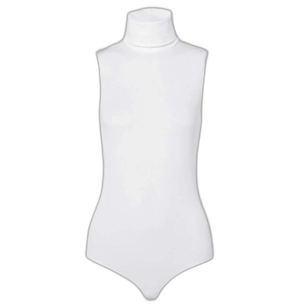 Wolford Stretch White Turtleneck Thong Bodysuit Size L